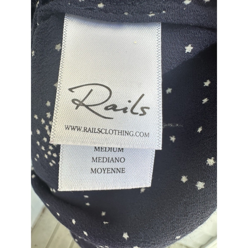 Rails Jasmine Dress Navy Stella Stars Size M 100% Rayon Mini Boho Chic - Picture 5 of 9